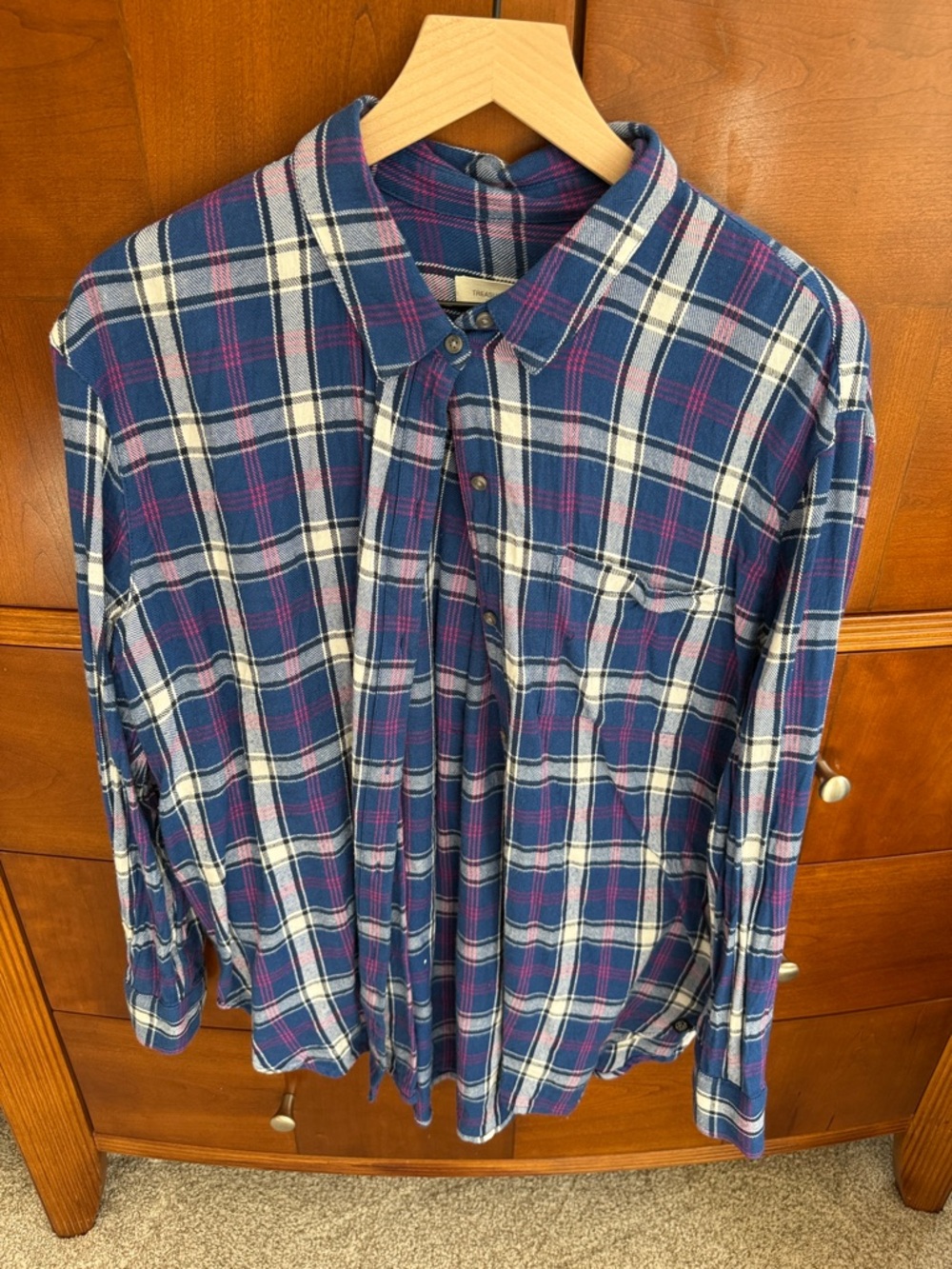 Treasure & Bond Blue Plaid Button-Up Shirt
